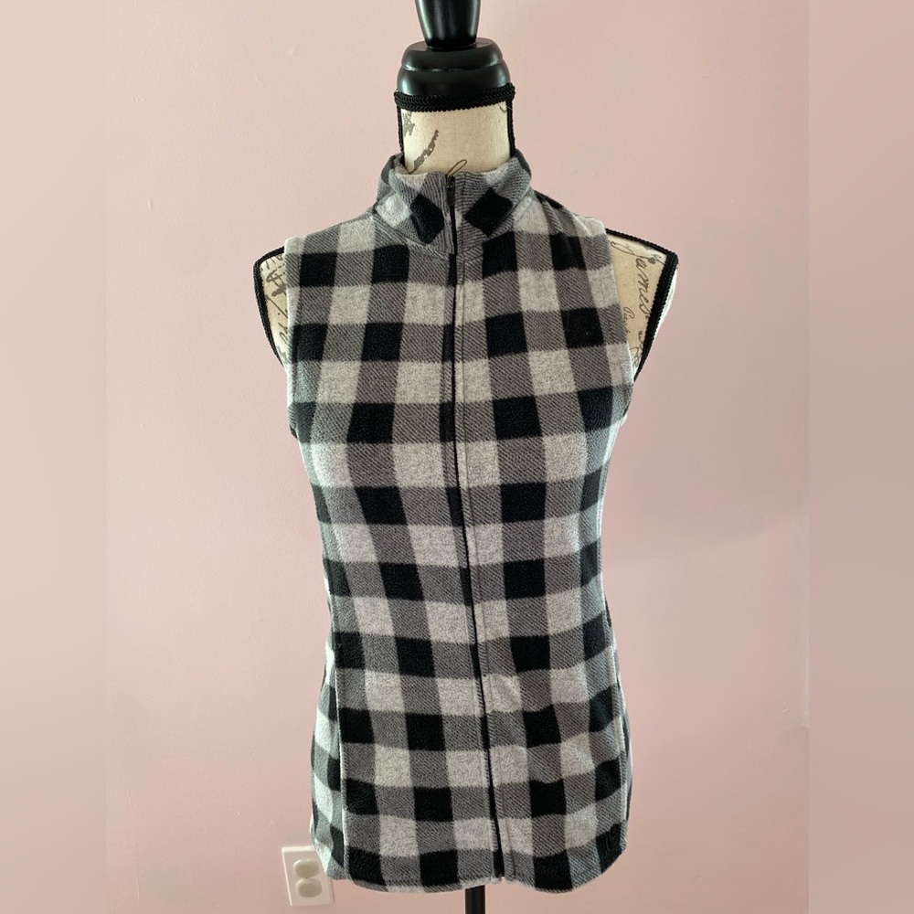 Women’s Plaid Cuddl Duds Sleeveless Fleece Vest Size Small